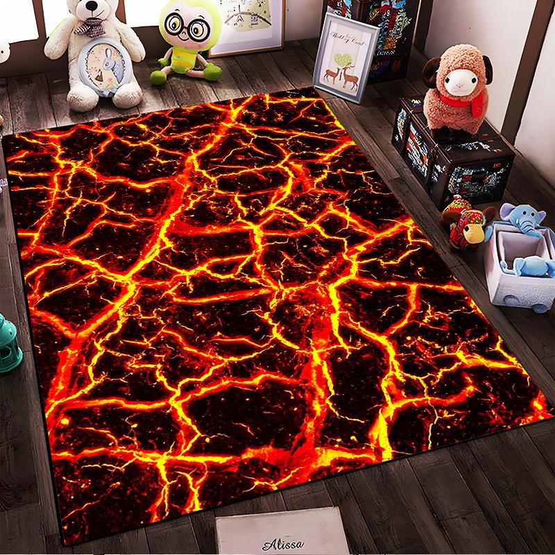 Fiery Lava Pattern Designed floor mat, suitable as a non-slip mat for the living room or bedroom sofa