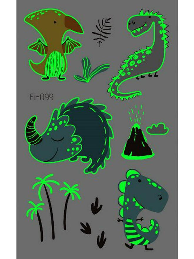 Светящиеся в темноте тату-наклейки динозавров для детей - Веселье для вечеринок и костюмов