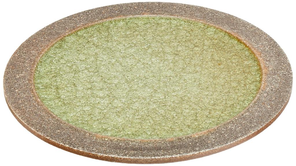 Utsuwa Roan Seto Ware Slate Plate, Round, Approx. 22cm, Sieg Rich Monet Green, Made in Japan, 156-0029