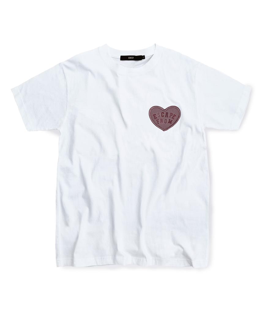 ESCAPEFROM Pink Heart Patch T-Shirt White