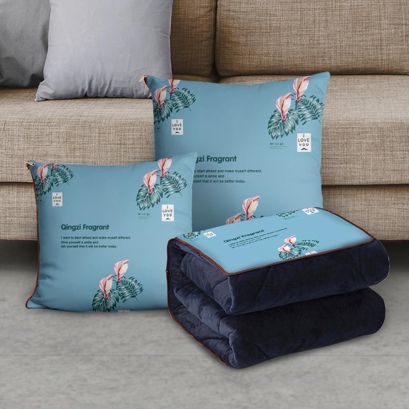 Персонализированная мультяшная флисовая плюшевая подушка-плед