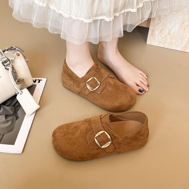 Женские туфли-лодочки на плоской подошве «все включено», новые весенне-осенние, на одном педале, с внутренней высотой, мягкая подошва, ретро