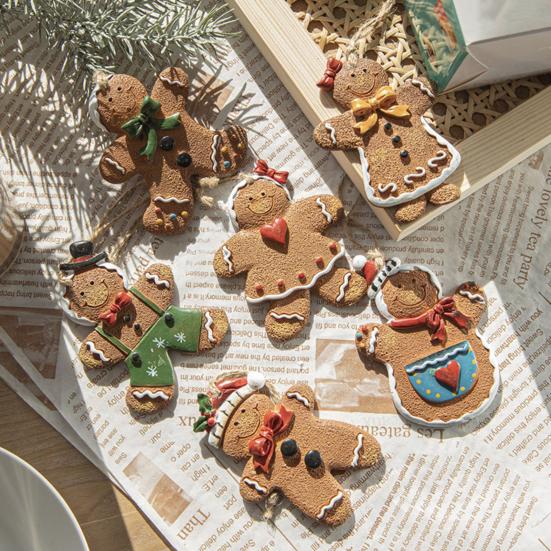 Рождественский полимерный пряничный человечек, очаровательный орнамент с подвесным ремешком, рождественская елка, украшение, кулон