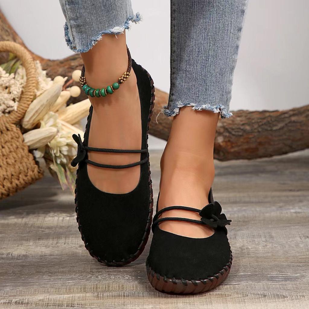 Ladies Flats Fashion Solid Color One-line Buckle Women's Casual Shoes Large Size Round Toe Shallow Mouth Woman's Sneakers