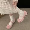 Fashion Women's Round Head Pink Thick Heel Mary Jane Shoes 2025 New Sweet Vintage Women's Bow Round Head Cute Designer Shoes Pink Heels
