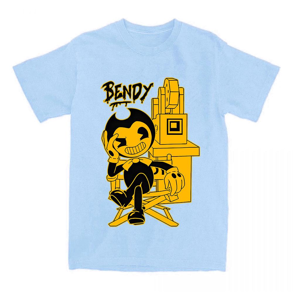 Игровые футболки Bendy and The Ink Machine Хлопок Короткий рукав Круглый вырез Женская футболка Свободная с Мультяшным Графическим Принтом Футболка Женская