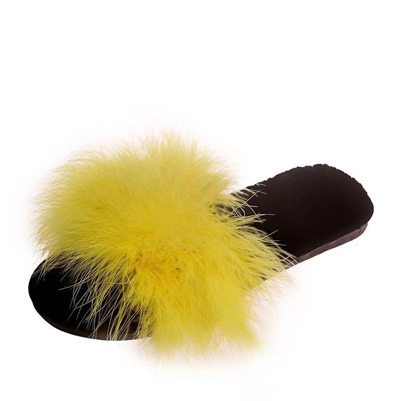 Fashion Fashion Fluffy Faux Fur Slippers for Women Soft Plush Open Toe Home Slippers Woman Autumn Winter Indoor Cozy Furry Flat Slides