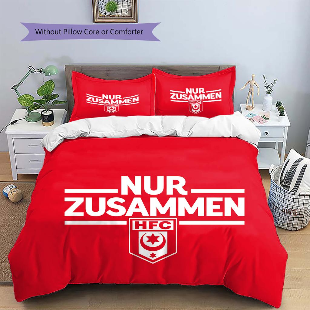 Постельное белье с узором Hallescher FC, Комплект с одеялом, Пододеяльник, Наволочка, Домашний подарок на день рождения (1 пододеяльник + 2 наволочки, без наполнителя)