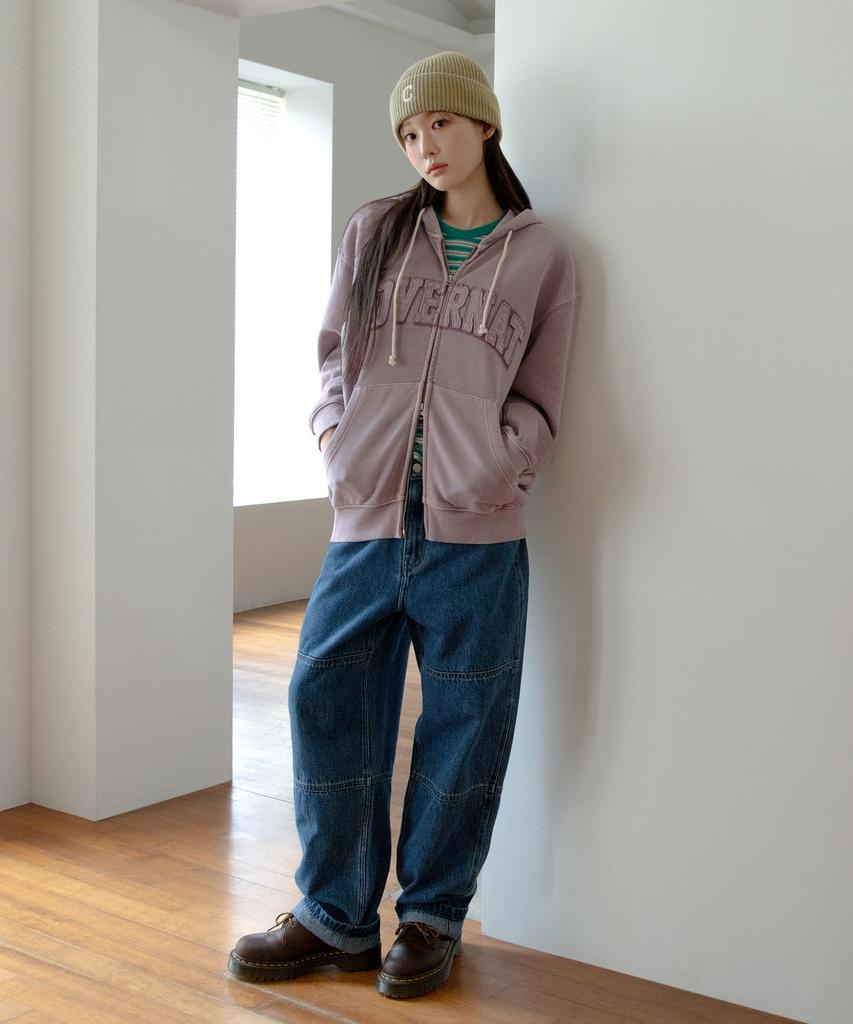 Covernat Pigment Arch Logo Zip-Up Hoodie Brown