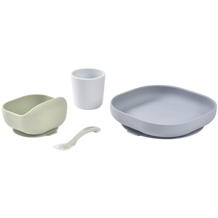 Coffret repas - BEABA - 4 pièces - En silicone - Galet