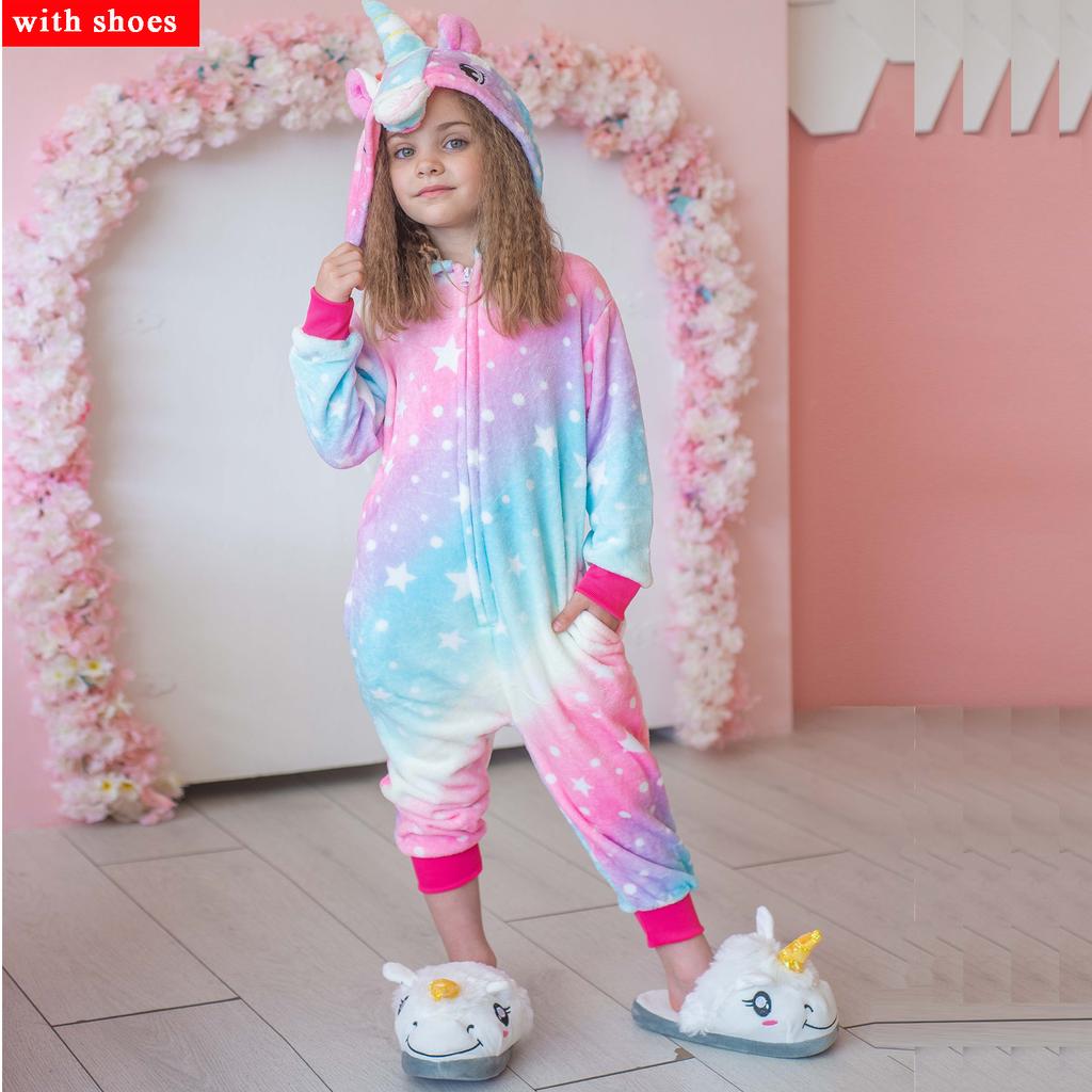 Комбинезон кигуруми, детские пижамы с единорогом для детей, детские пижамы с героями мультфильмов, детский костюм, зимний костюм для девочек, единорог, Jumspuit