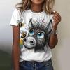 Summer Women's T Shirt 3d Cat Print Fashion Elegant Temperament Short-Sleeve Streetwear Popular Female Oversized Clothing
