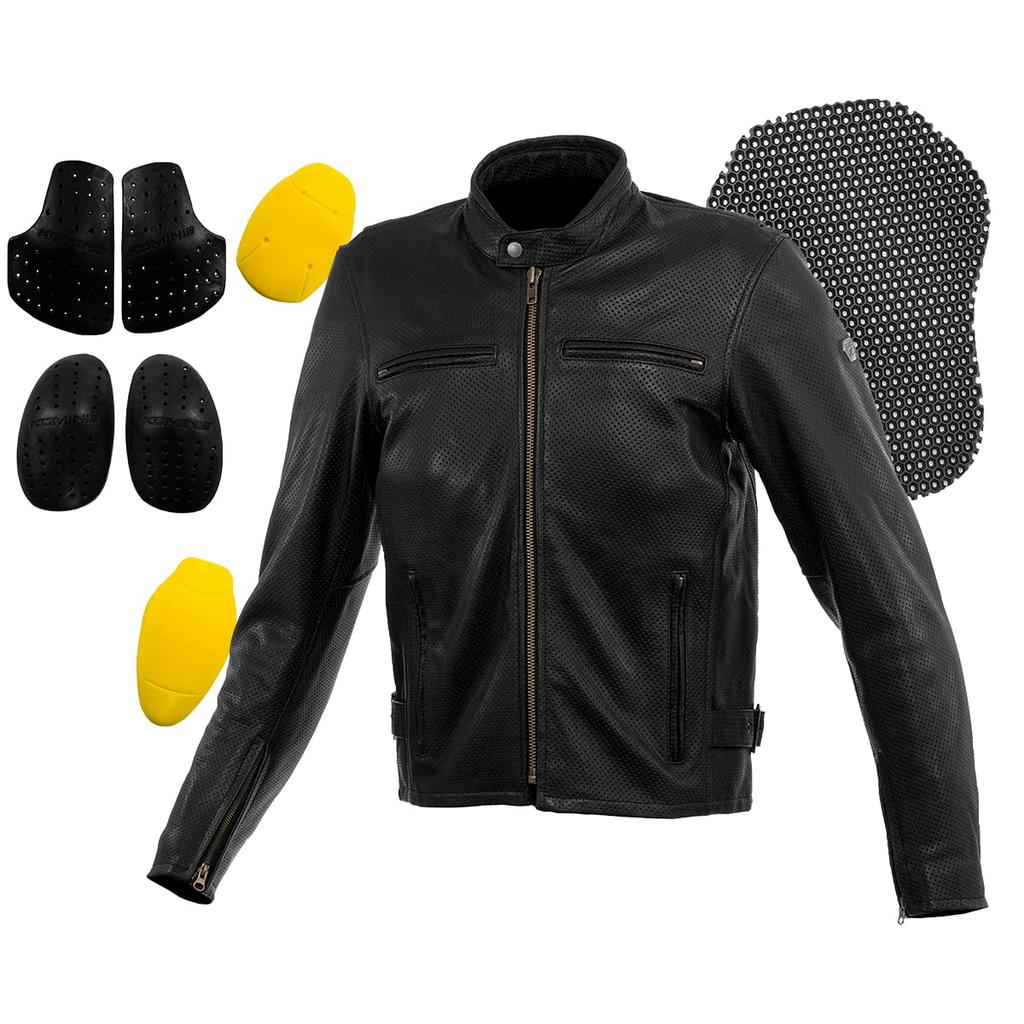 Мотоциклетная куртка с вентиляцией, кожаная куртка для одиночного райдера, черная, женская [KOMINE] LJ-5383 02-5383