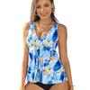 CHARMLEAKS Womens Tankini Top Twist Deep V Neck Bathing Suit Top Flowy Padded Swimsuit Top Swim Tank Top Only