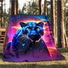 1pc Neon Panther Print Throw Blanket Polyester Fiber, Lightweight Flannel, Soft & Warm, All Season Use for Outdoor, Camping Digital Print