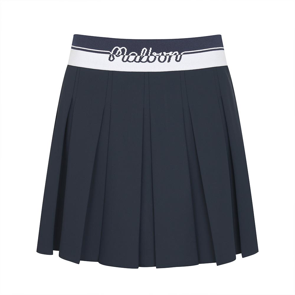 MALBON GOLF Wide Logo Banded Pleated Skirt Navy (Woman)