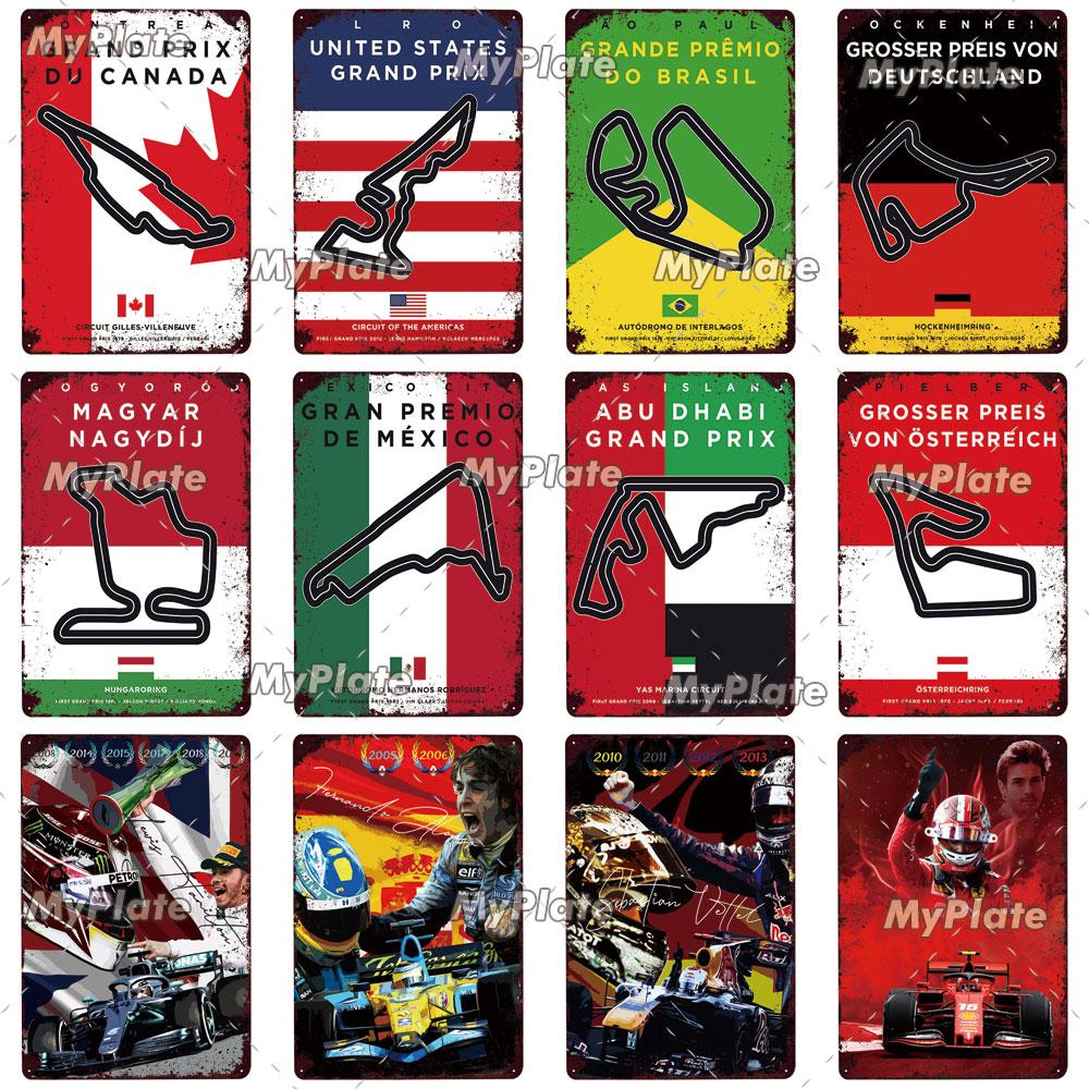 Гоночный трек металлический знак винтажная табличка сервиз жестяная вывеска настенный декор для гаража гоночный автомобиль пластина поделки постер F1 игра на заказ