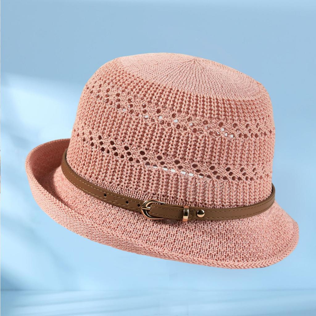 French Hepburn curling top hat children's spring outdoor hollow sunscreen bucket hat elegant foreign style versatile basin hat