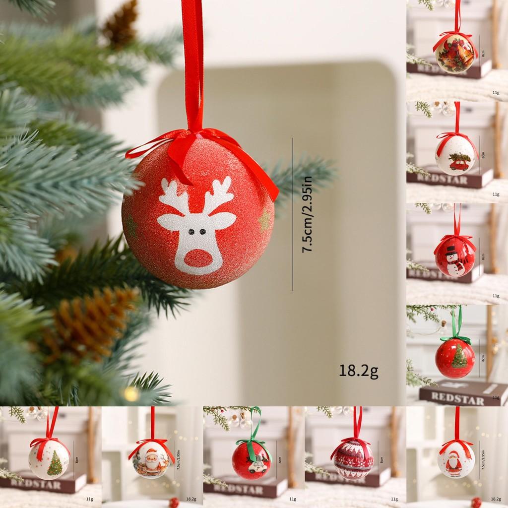 Foam Christmas Balls With Reindeer Snowflake And Santa For Holiday Decor Tree