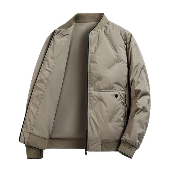 Мужское хлопковое пальто однотонное со стойкой воротником и длинными рукавами, в повседневном бейсбольном стиле