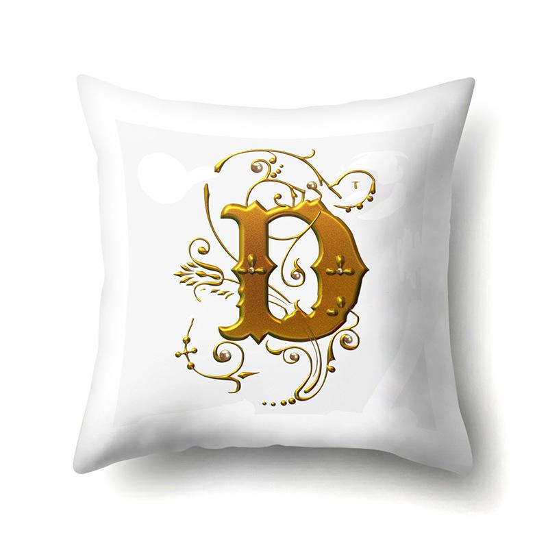 Полиэстеровая наволочка Автомобильное украшение Дом 26 английских букв Принт Автомобильная поясничная подушка Наволочка