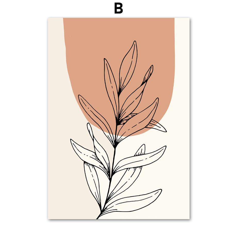 Бохо абстрактная геометрическая линия ваза с листьями настенная живопись на холсте плакаты на скандинавскую тему и принты винтажные картины для декора гостиной