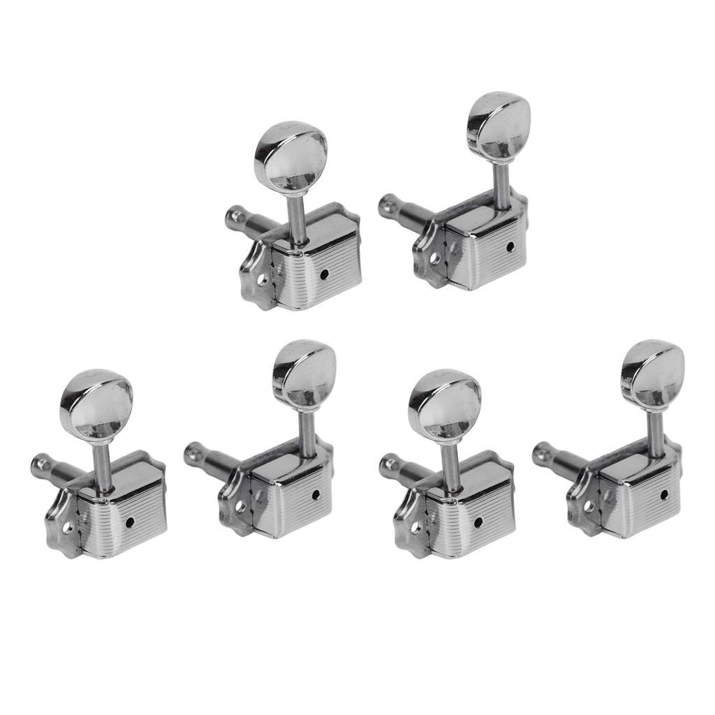 6 шт. Колки для настройки гитарных струн Металлические колки Ключ Машинная головка Комплект для акустической электрогитары Серебристый