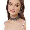 Shining Diva Fashion Latest Stylish Fancy Oxidised Silver Tribal Choker Necklace Jewellery Set for Women , Multicolour