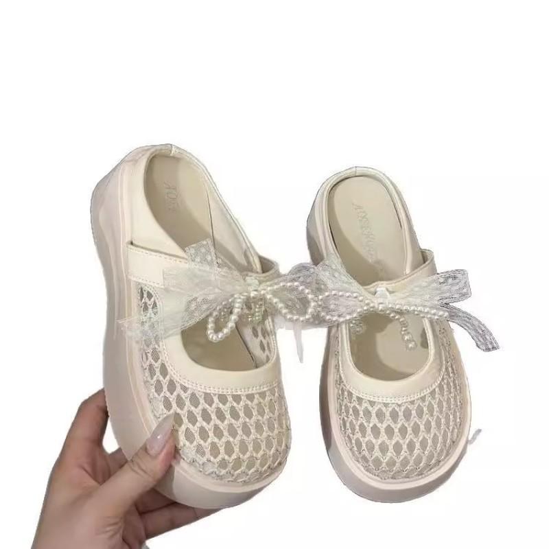 Fashion bow Mary Jane shoes women wear summer new versatile foreign style thick-soled bag head cool slippers