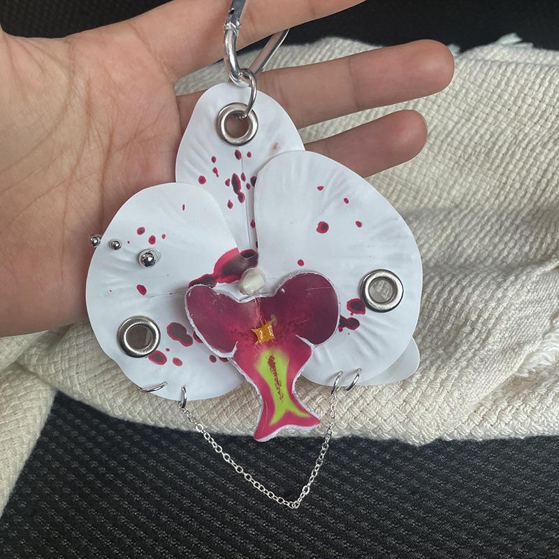 Модный брелок для ключей с орхидеей фаленопсис, изысканный брелок для ключей в виде цветка-симуляции, подвеска для рюкзака, аксессуары для украшения, подарки