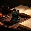 Фигурка фэнтезийного существа Загадочный Черный Кот в капюшоне, Фигурка из смолы, Готическая статуэтка волшебника с большими глазами, Мини-декор для рабочего стола в стиле ведьм