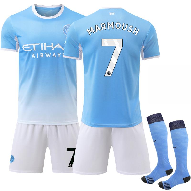 2627 No. 7 Marmoush World Cup Manchester City Home Blue Jersey