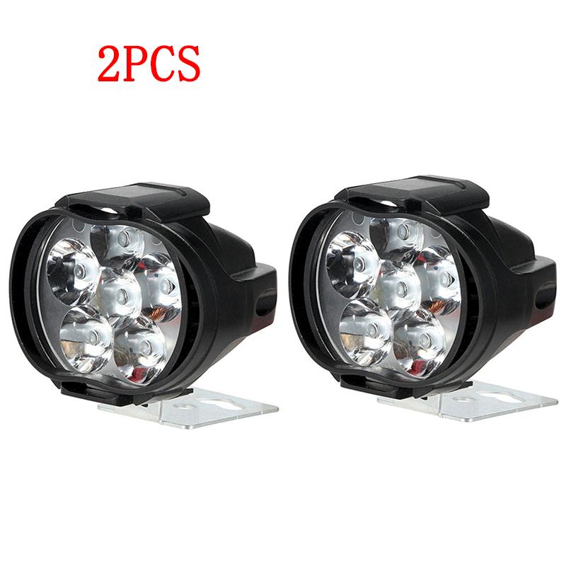 2Pc 6 LED Motorcycle Headlight Waterproof Super Bright Headlight Motorcycle Spotlights Auxiliary Scooters Work Light Accessories