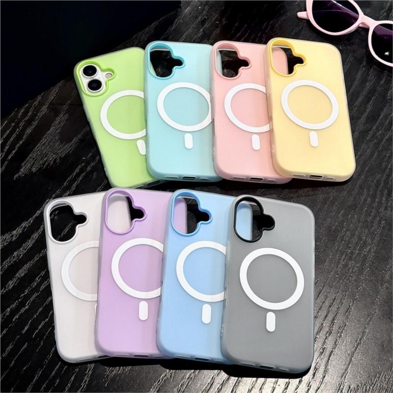 Конфетный Матовый Чехол для Magsafe для For Iphone 17 Air 16 15 14 13 12 Pro Max 11 16Plus 16E SE4 17Pro Магнитный Прозрачный 2 В 1 Чехол