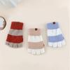 Winter Women's Fashion Knitted Warm Flip Half Finger Gloves Adult Cute Striped Office Gloves Women