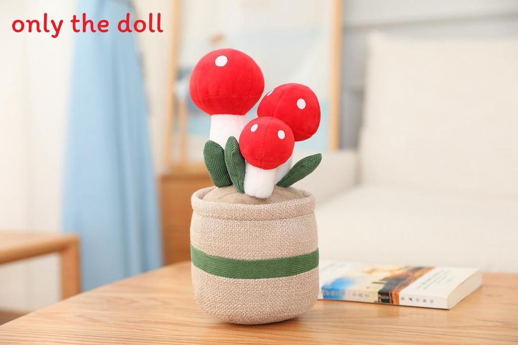Tulip Mushroom Potted Plush Toy With Pp Cotton Fill And Cartoon Style For Creative Lounge Decor