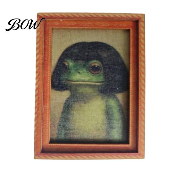 Frog Collectible Magnet Abstract Refrigerator Magnet, Framed Hairstyle Fridge Animal Frame Home Kitchen Office Decoration Party Favors Appliance Decor
