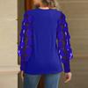 Женские топы с круглым вырезом, сетчатые, с ажурными буфами, с длинными рукавами, однотонные, универсальные, стильные, блузки