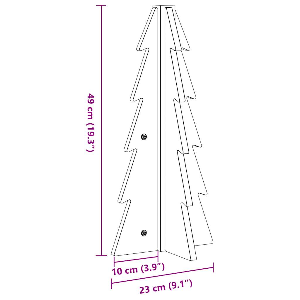 Wooden Christmas Tree for Decorating 49 cm Solid Pine Wood