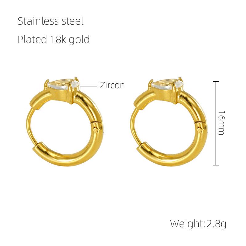 New Stainless Steel Inlaid Zircon Earrings Women's Fashion Light Luxury Water Drop Titanium Steel Earrings