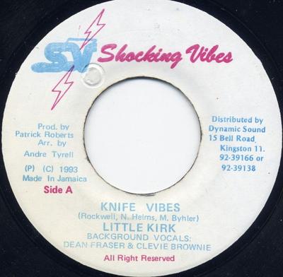 7-дюймовая пластинка LITTLE KIRK - Knife Vibes NONE Shocking Vibes 1993 Ямайка Регги, Ска и Даб Б/У