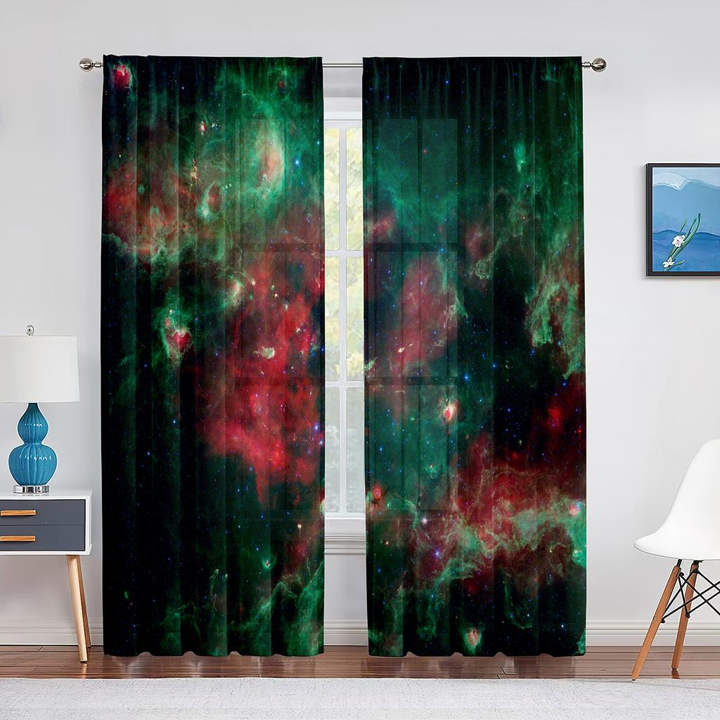 Туманность Галактика Прозрачная Вуаль Шторы Вселенная Космос Красная Психоделическая Планета Окна Тюлевые Шторы для Украшения Гостиной Спальни
