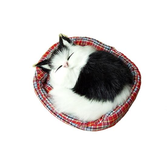 Cute Simulation Sounding Sleeping Cat Plush Mat Toy with Nest Kid Children Gift