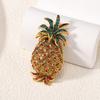 European and American retro fruit brooch, high-end alloy diamond inlaid pineapple chest flower, pin, anti glare buckle, clothing accessories