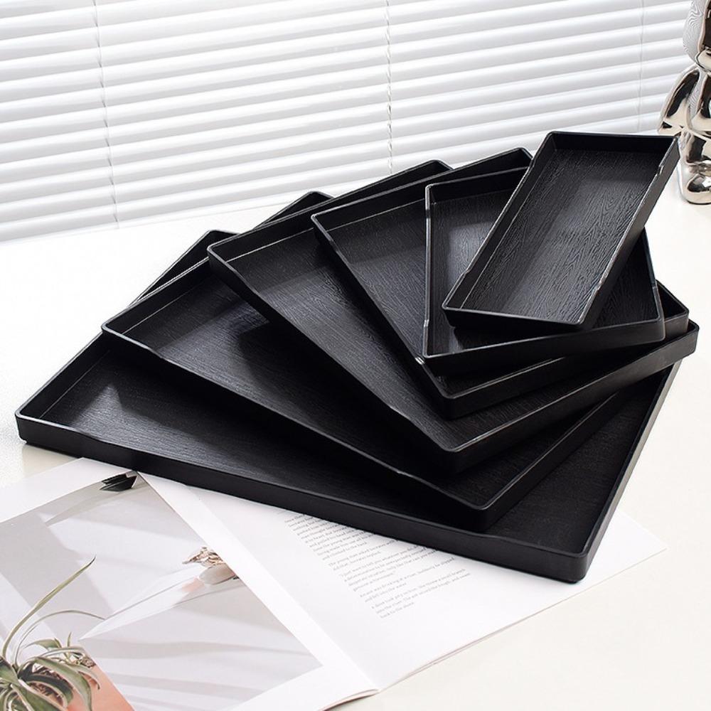 Easy To Use Black White Large Plastic Tray Plastic Rectangle Decorative Tray Multi-Purpose Bed Table Tray Kitchen