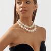 Tooxika Exaggerated Pearl Necklace Temperament Choker Double Layered Beaded Cool Style Necklace