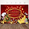 Mocsicka Фон для фотосессии Casino Night Вечеринка в Лас-Вегасе Красный Занавес Фон Ткань Рулетка Покер Золотые Монеты Фотобудка