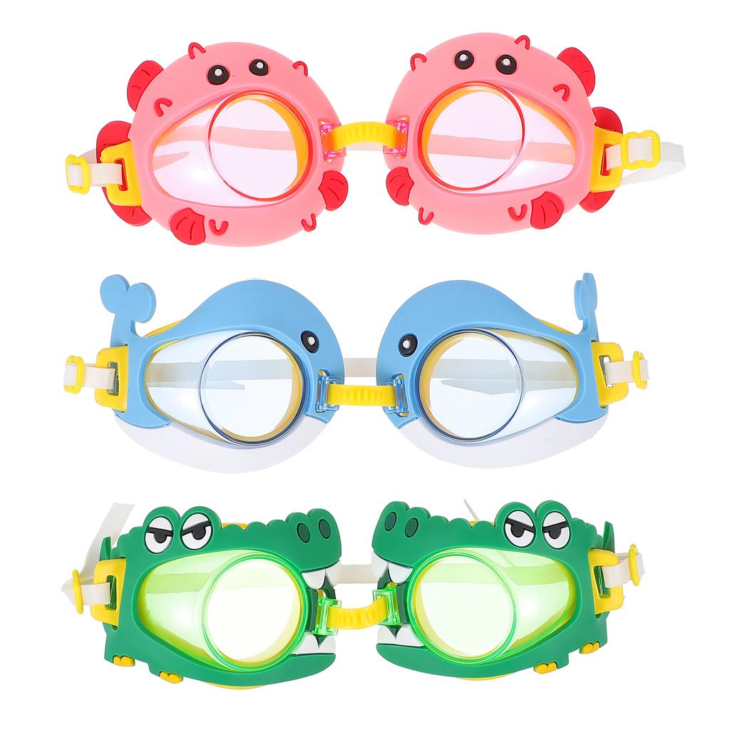 3 шт. Детские очки для плавания, детские практичные очки, регулируемые, для дайвинга, защитные очки, цельные, противотуманные, водонепроницаемые