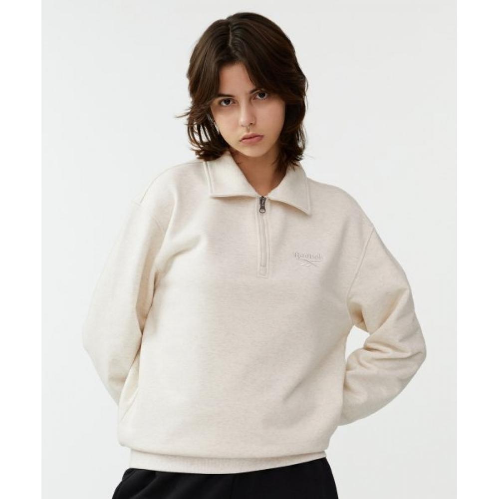 Reebok Толстовка Vector Half Zip Up бежевого цвета