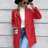 Autumn Mid Long Solid Casual Loose Women Jacket Double Breasted Formal Office Jackets for Women Fashion Winter Pockets Notched Ladies Coat 24899